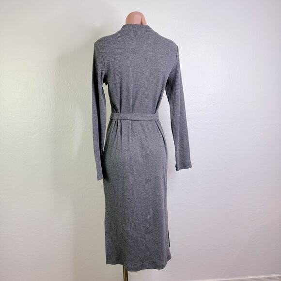 Socialite Long Sleeve Mock Neck Bodycon Midi Sweater Dress Gray Minimal L NWT - Picture 6 of 10
